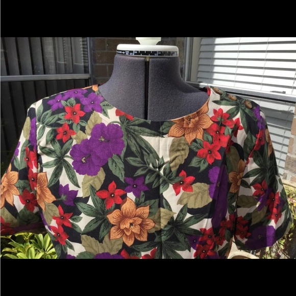 Cristin Stevens Multicolored Floral Blouse Top Button Shoulder Pads EUC Sz M - Picture 6 of 9